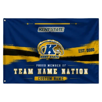 Kent State Golden Flashes House Flag Personalized Brushed Streaks Navy Blue Best Selling