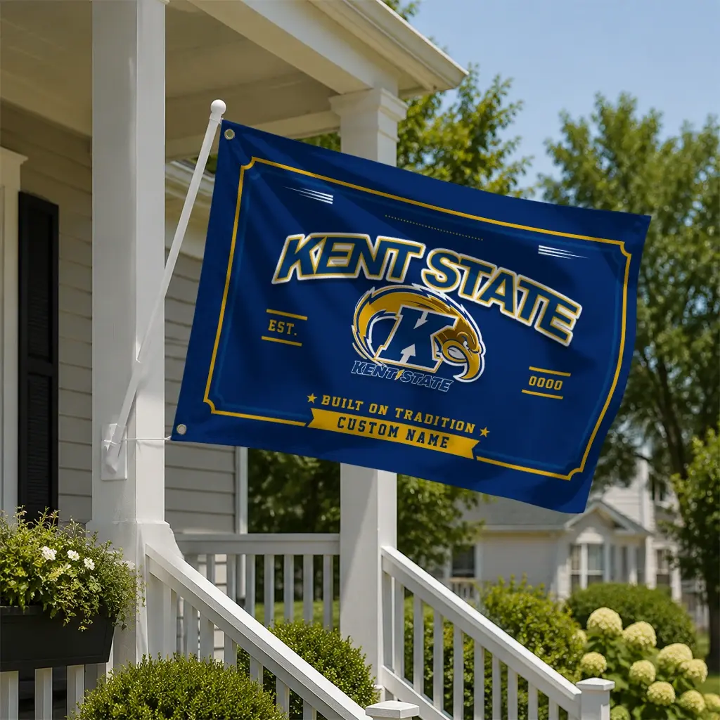 Kent State Golden Flashes House Flag Personalized Ornate Border Navy Blue New Arrival Kent State Golden Flashes House Flag Personalized Ornate Border Navy Blue New Arrival