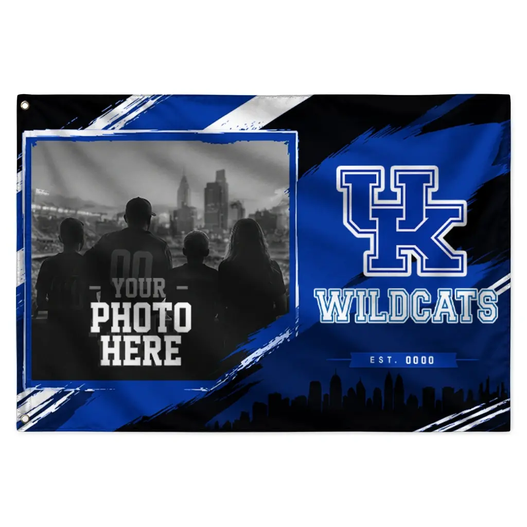 Kentucky Wildcats House Flag Customized Framed Photo Blue Black Best Selling Kentucky Wildcats House Flag Customized Framed Photo Blue Black Best Selling