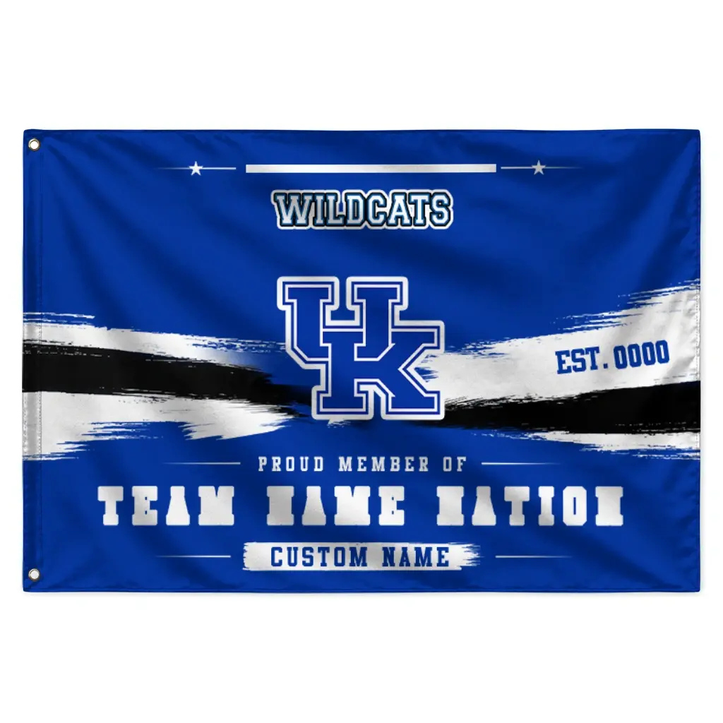 Kentucky Wildcats House Flag Personalized Brushed Streaks Blue Best Selling Kentucky Wildcats House Flag Personalized Brushed Streaks Blue Best Selling