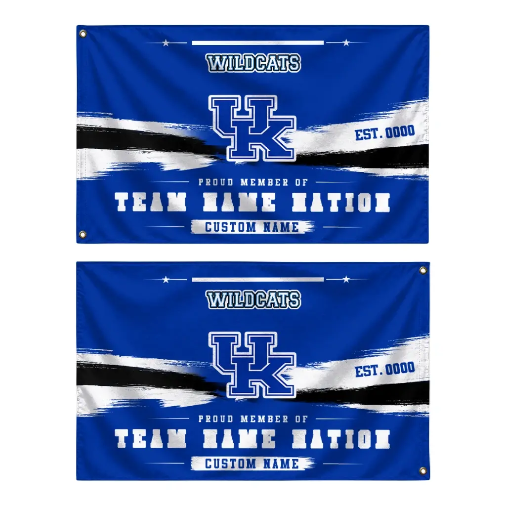 Kentucky Wildcats House Flag Personalized Brushed Streaks Blue Fashion Forward Kentucky Wildcats House Flag Personalized Brushed Streaks Blue Fashion Forward