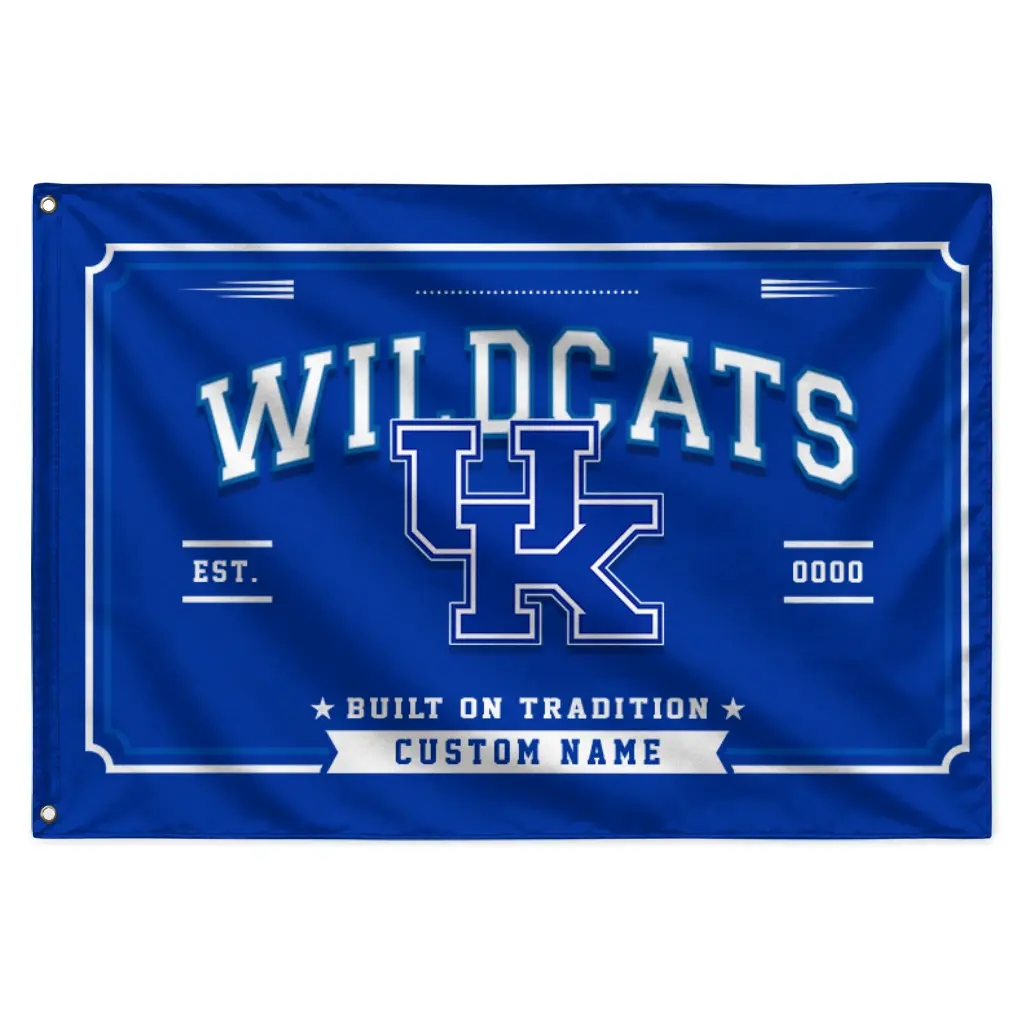 Kentucky Wildcats House Flag Personalized Ornate Border Blue Best Selling Kentucky Wildcats House Flag Personalized Ornate Border Blue Best Selling