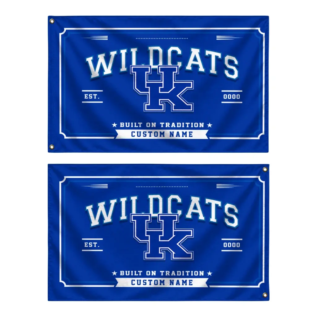 Kentucky Wildcats House Flag Personalized Ornate Border Blue Fashion Forward Kentucky Wildcats House Flag Personalized Ornate Border Blue Fashion Forward