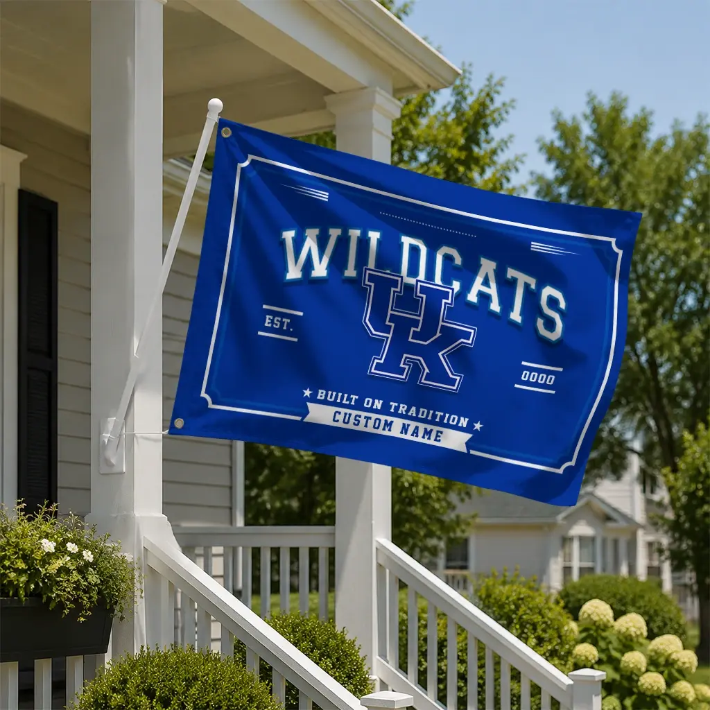 Kentucky Wildcats House Flag Personalized Ornate Border Blue New Arrival Kentucky Wildcats House Flag Personalized Ornate Border Blue New Arrival