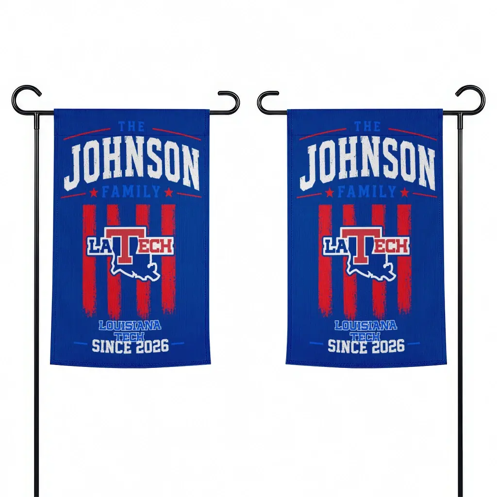 La Tech Garden Flag Custom Distressed Stripes Blue Fashion Forward La Tech Garden Flag Custom Distressed Stripes Blue Fashion Forward