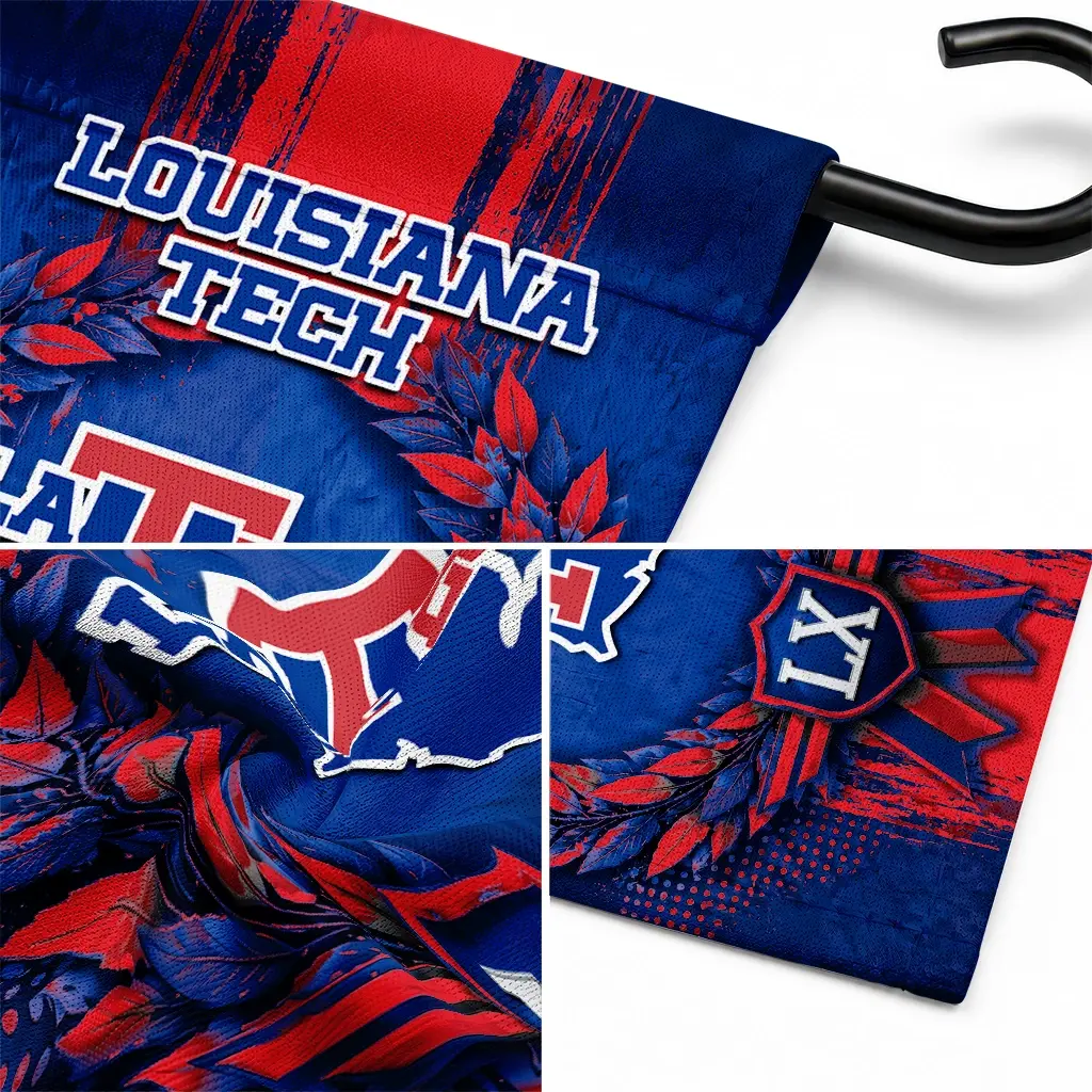 La Tech Garden Flag Custom Laurel Wreath Blue Latest Model La Tech Garden Flag Custom Laurel Wreath Blue Latest Model