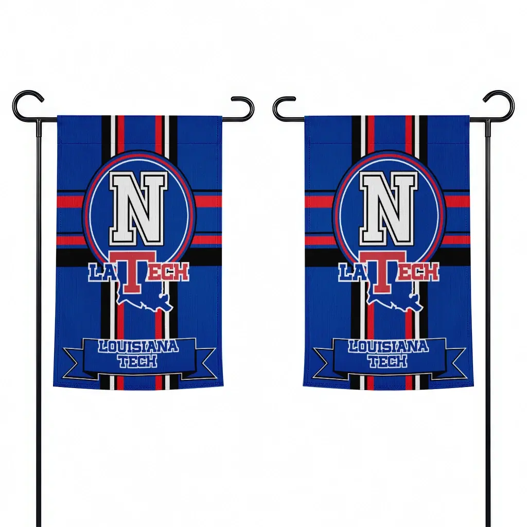 La Tech Garden Flag Customized Circle Medallion Blue Fashion Forward La Tech Garden Flag Customized Circle Medallion Blue Fashion Forward