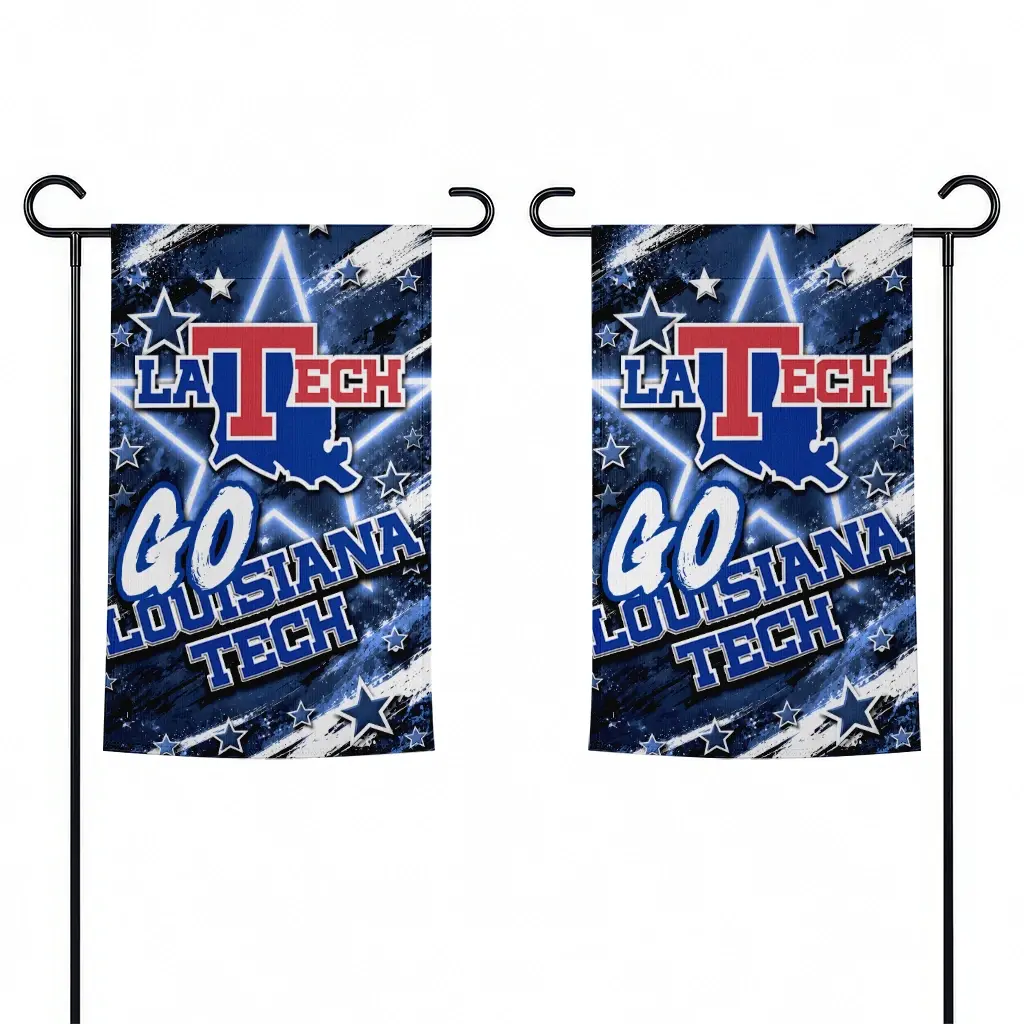 La Tech Garden Flag Personalized Glowing Star Blue Fashion Forward La Tech Garden Flag Personalized Glowing Star Blue Fashion Forward