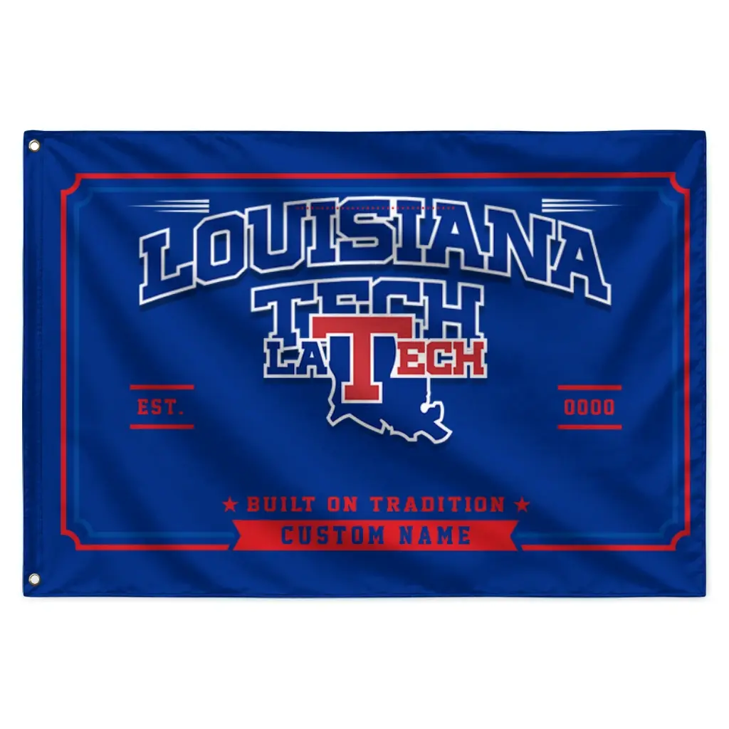 La Tech House Flag Customized Ornate Border Blue Best Selling La Tech House Flag Customized Ornate Border Blue Best Selling