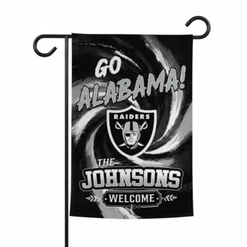 Las Vegas Raiders Garden Flag Customized Swirl Vortex Black Best Selling
