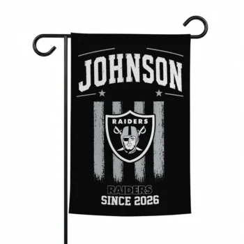 Las Vegas Raiders Garden Flag Personalized Distressed Stripes Black Best Selling
