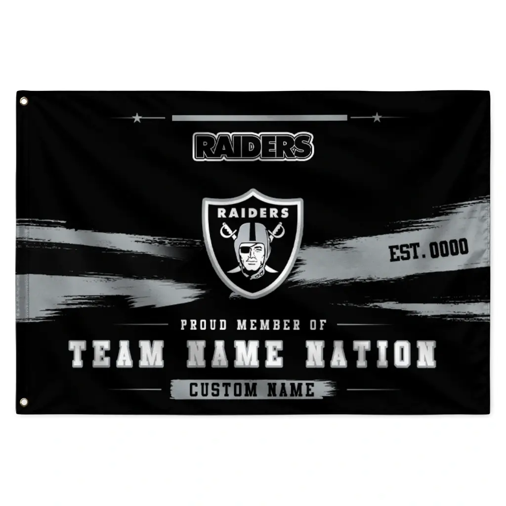 Las Vegas Raiders House Flag Custom Brushed Streaks Black Best Selling Las Vegas Raiders House Flag Custom Brushed Streaks Black Best Selling