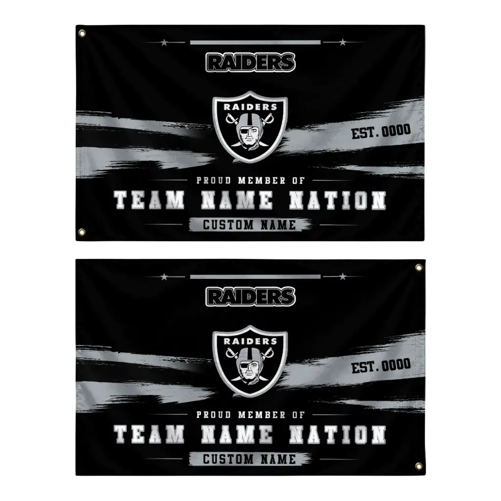 Las Vegas Raiders House Flag Custom Brushed Streaks Black Fashion Forward Las Vegas Raiders House Flag Custom Brushed Streaks Black Fashion Forward