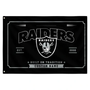 Las Vegas Raiders House Flag Custom Ornate Border Black Best Selling