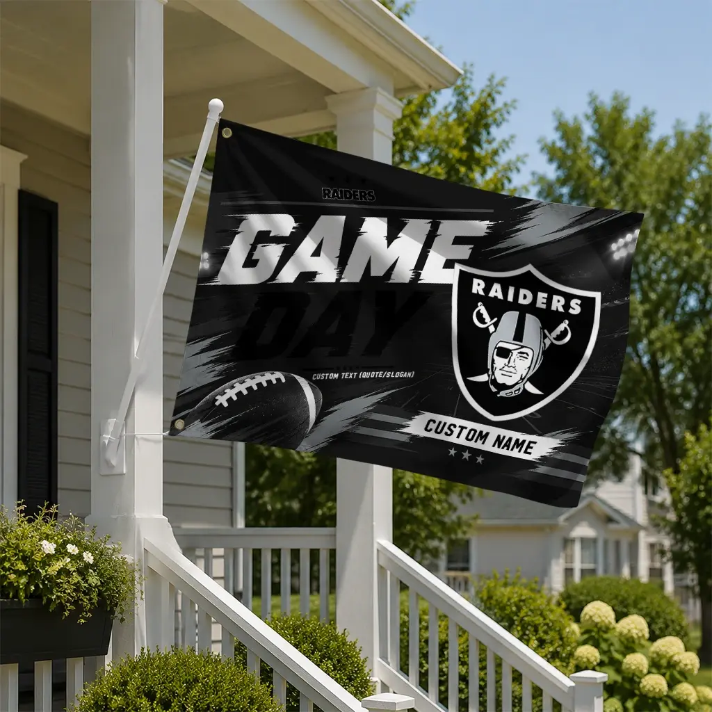 Las Vegas Raiders House Flag Customized Action Streaks Black New Arrival Las Vegas Raiders House Flag Customized Action Streaks Black New Arrival