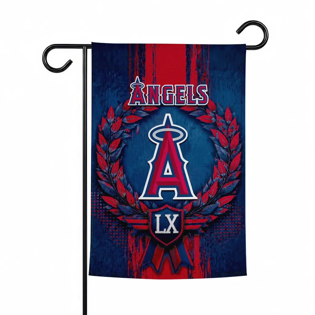 Los Angeles Angels Garden Flag Customized Laurel Wreath Blue Best Selling Los Angeles Angels Garden Flag Customized Laurel Wreath Blue Best Selling