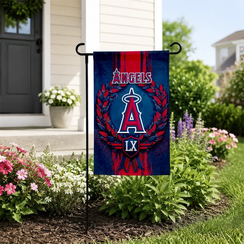 Los Angeles Angels Garden Flag Customized Laurel Wreath Blue New Arrival Los Angeles Angels Garden Flag Customized Laurel Wreath Blue New Arrival