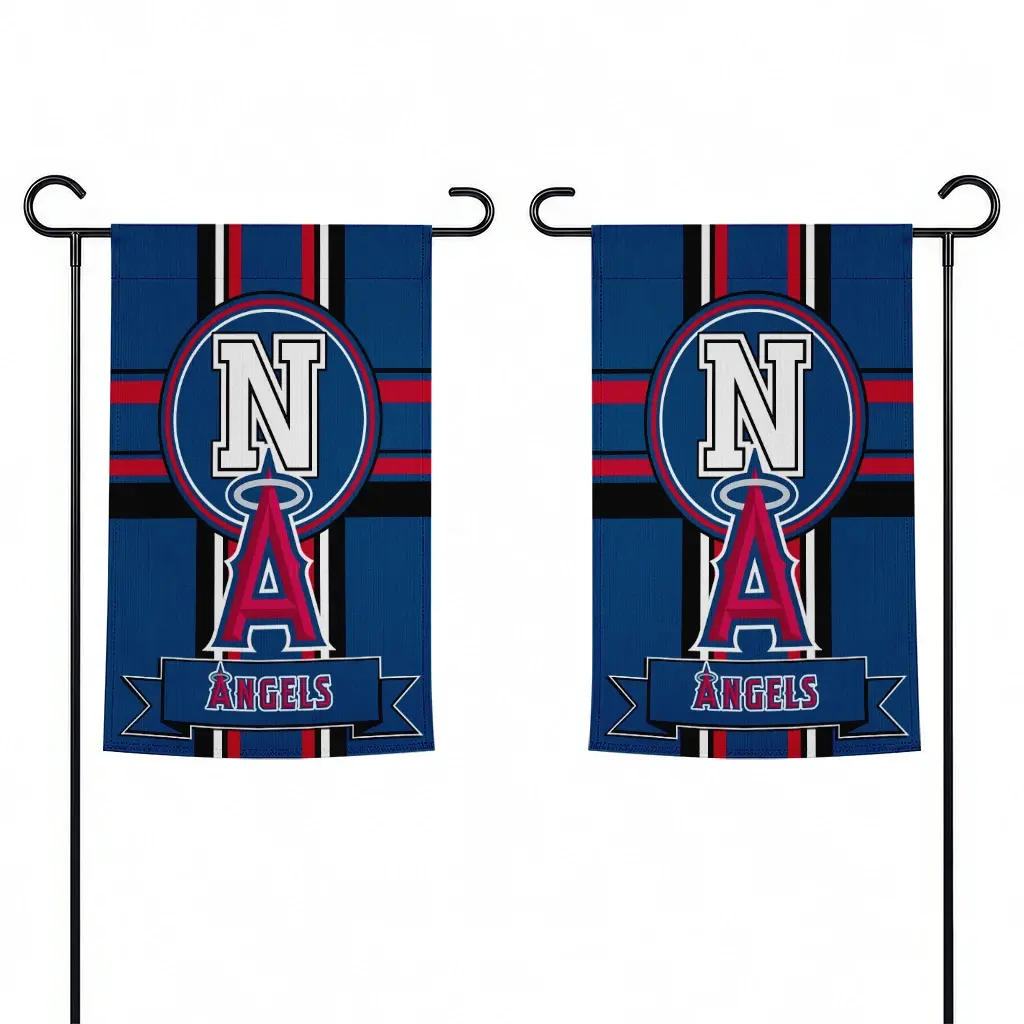 Los Angeles Angels Garden Flag Personalized Circle Medallion Blue Fashion Forward Los Angeles Angels Garden Flag Personalized Circle Medallion Blue Fashion Forward