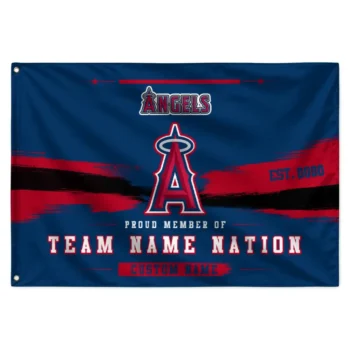 Los Angeles Angels House Flag Personalized Brushed Streaks Blue Best Selling