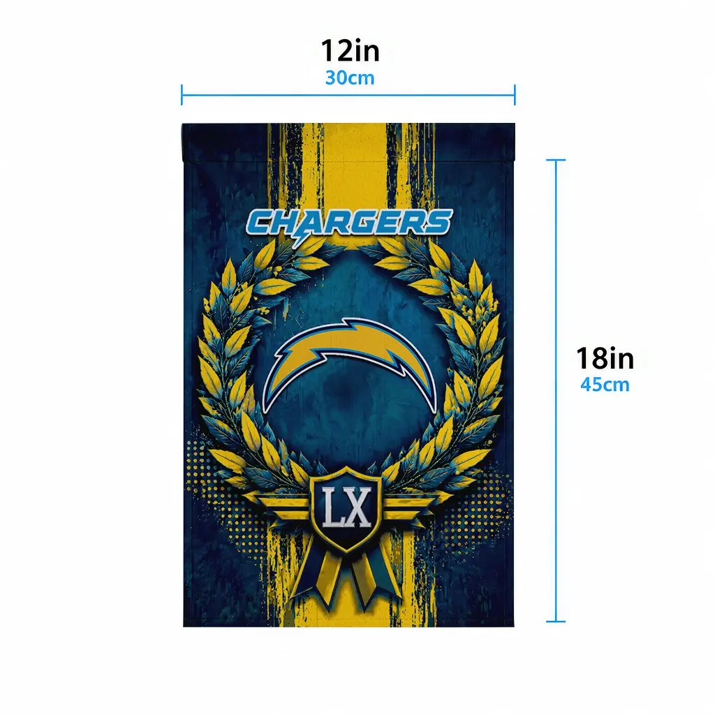 Los Angeles Chargers Garden Flag Custom Laurel Wreath Blue High Quality Los Angeles Chargers Garden Flag Custom Laurel Wreath Blue High Quality
