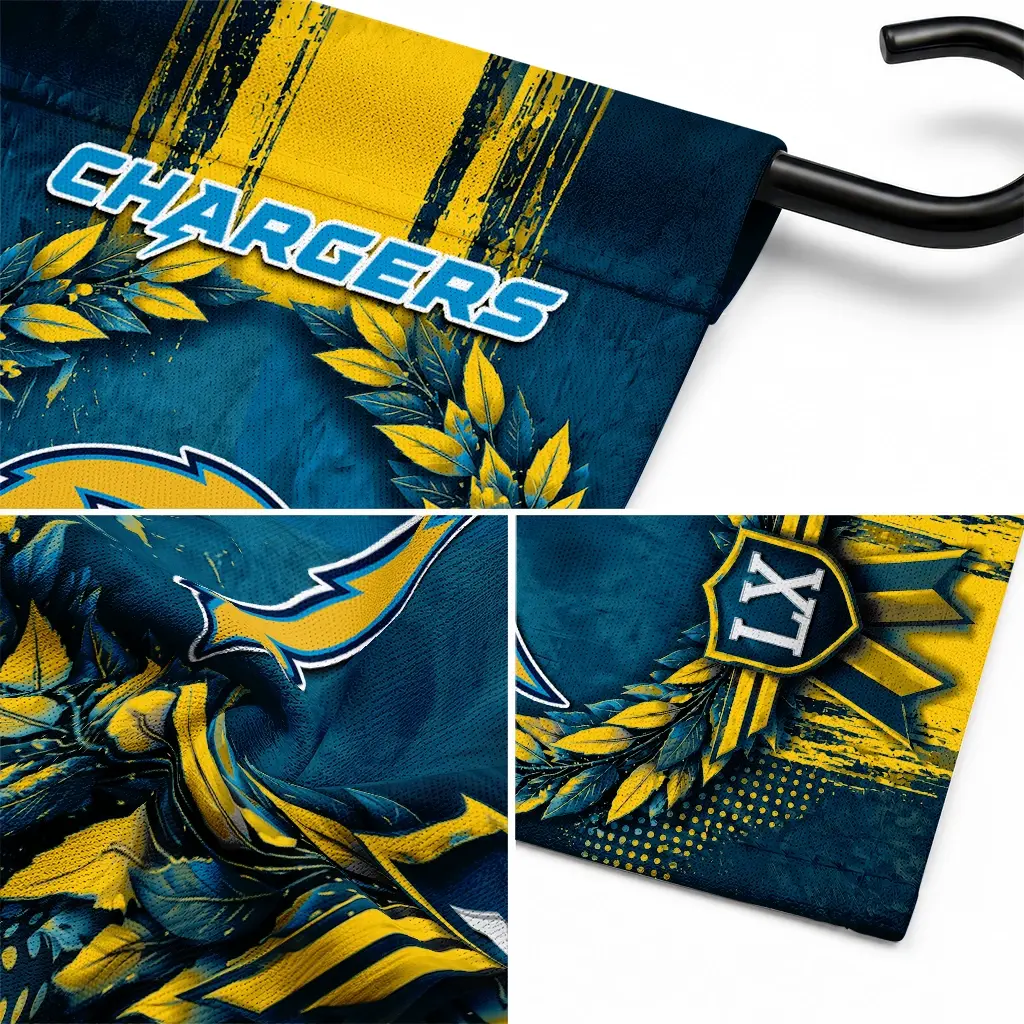 Los Angeles Chargers Garden Flag Custom Laurel Wreath Blue Latest Model Los Angeles Chargers Garden Flag Custom Laurel Wreath Blue Latest Model