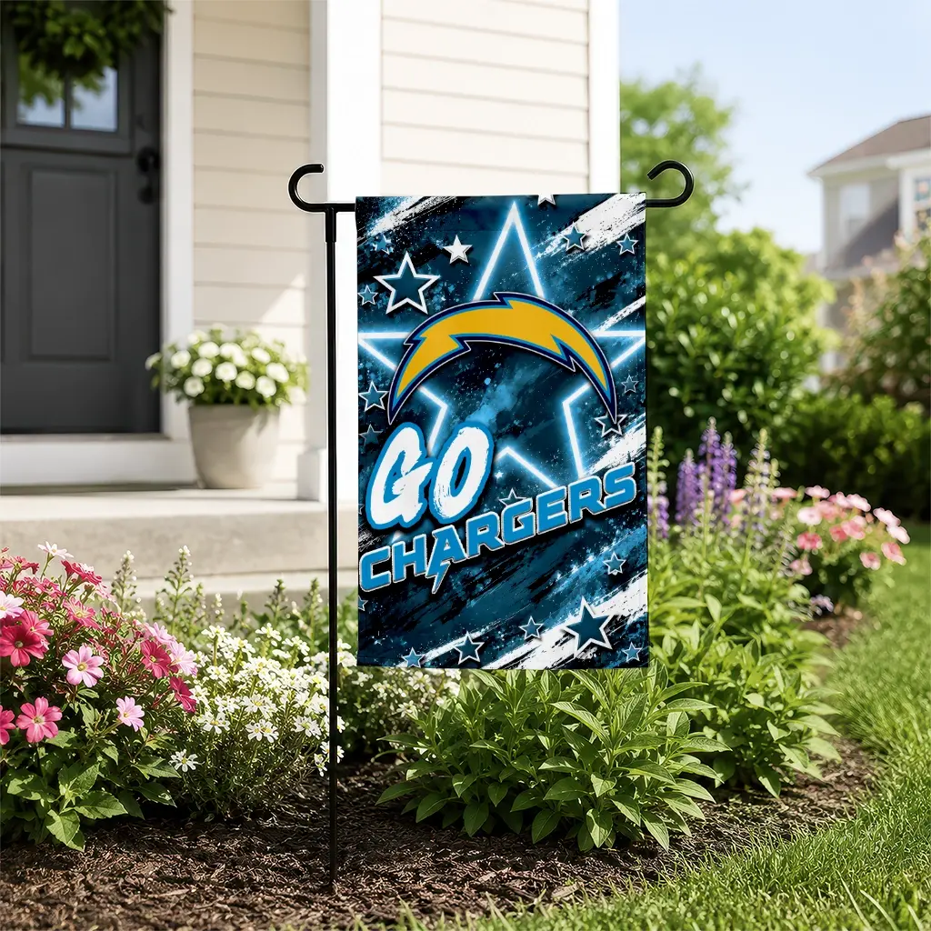 Los Angeles Chargers Garden Flag Personalized Glowing Star Blue New Arrival Los Angeles Chargers Garden Flag Personalized Glowing Star Blue New Arrival