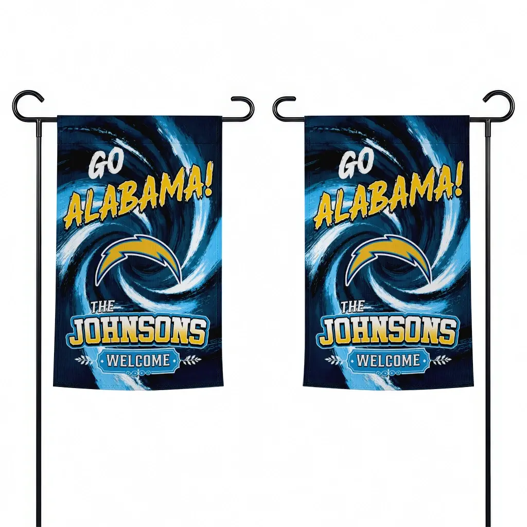Los Angeles Chargers Garden Flag Personalized Swirl Vortex Blue Fashion Forward Los Angeles Chargers Garden Flag Personalized Swirl Vortex Blue Fashion Forward