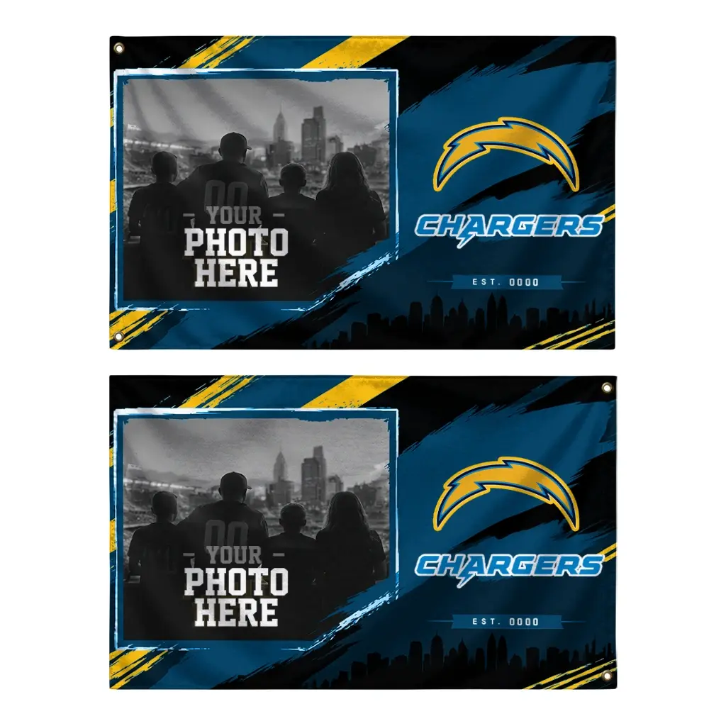 Los Angeles Chargers House Flag Custom Framed Photo Blue Black Fashion Forward Los Angeles Chargers House Flag Custom Framed Photo Blue Black Fashion Forward
