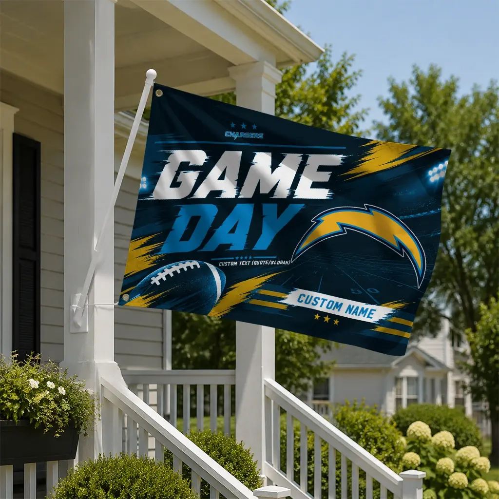 Los Angeles Chargers House Flag Personalized Action Streaks Blue New Arrival Los Angeles Chargers House Flag Personalized Action Streaks Blue New Arrival