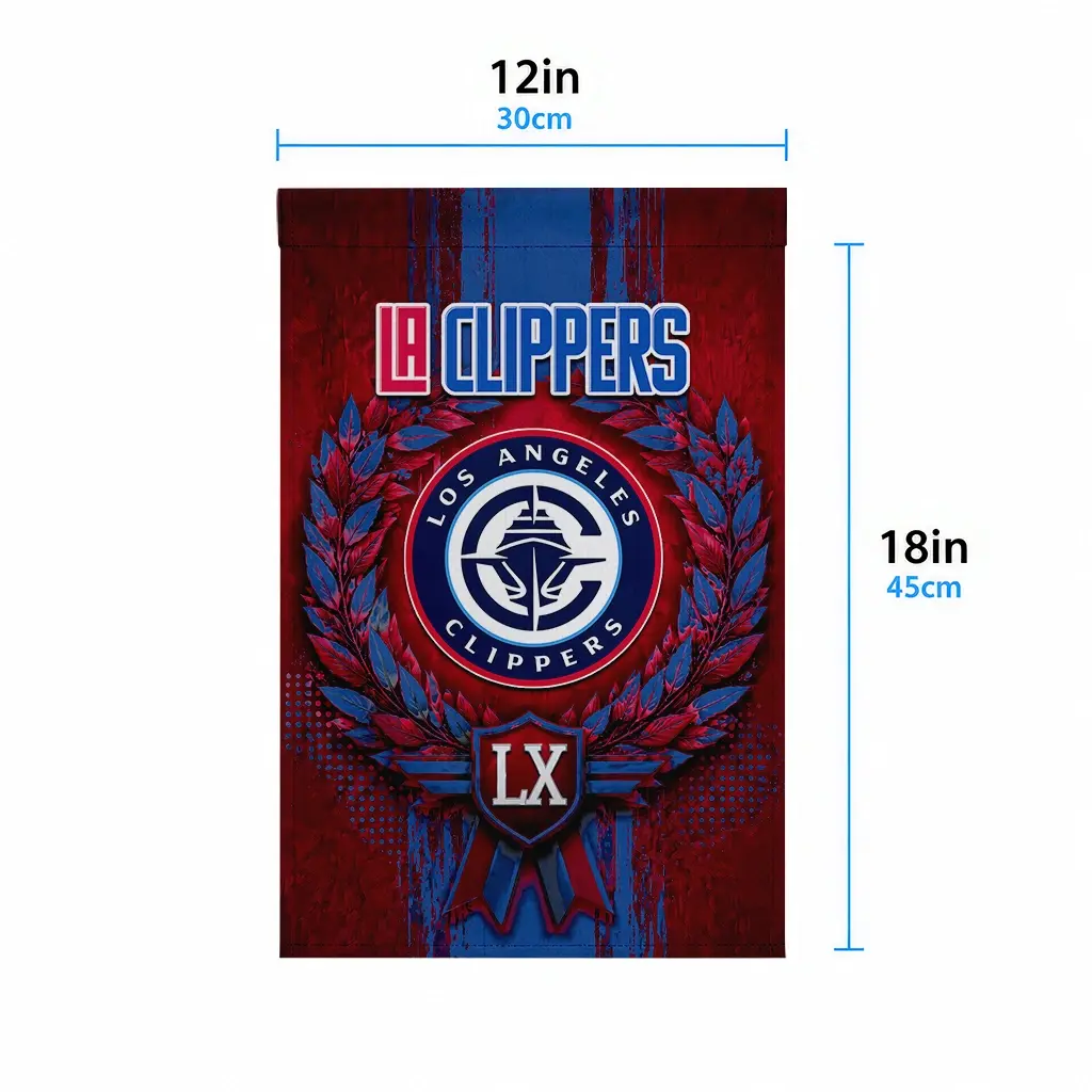 Los Angeles Clippers Garden Flag Custom Laurel Wreath Red High Quality Los Angeles Clippers Garden Flag Custom Laurel Wreath Red High Quality