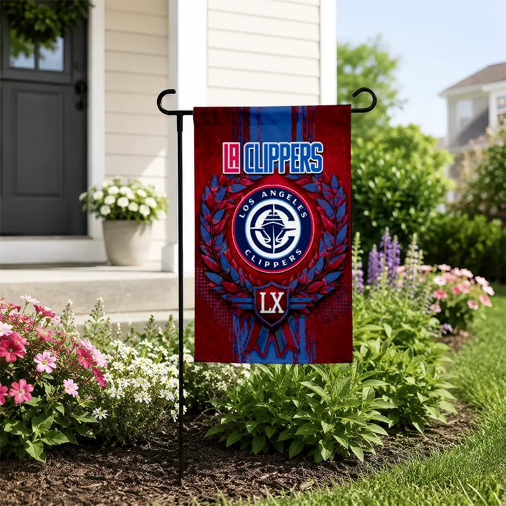 Los Angeles Clippers Garden Flag Custom Laurel Wreath Red New Arrival Los Angeles Clippers Garden Flag Custom Laurel Wreath Red New Arrival