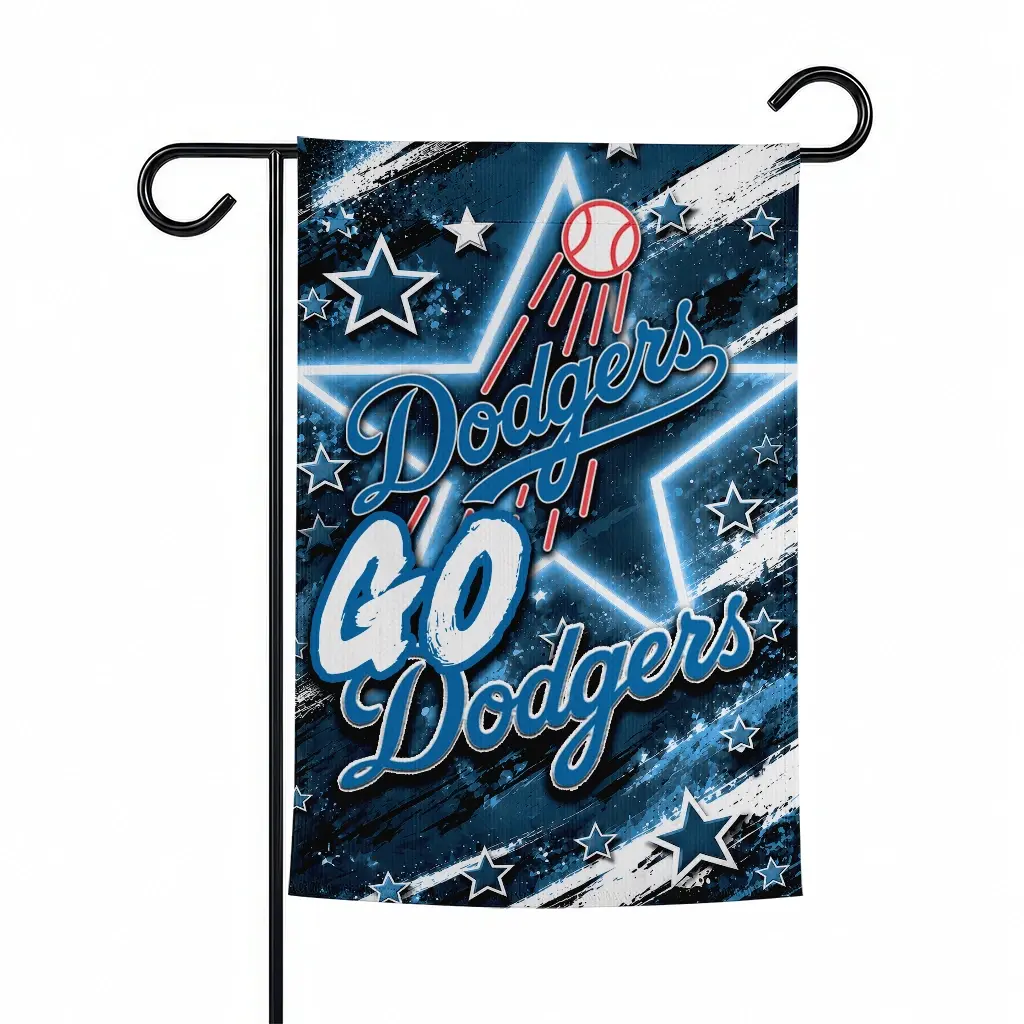 Los Angeles Dodgers Garden Flag Customized Glowing Star Blue Best Selling Los Angeles Dodgers Garden Flag Customized Glowing Star Blue Best Selling