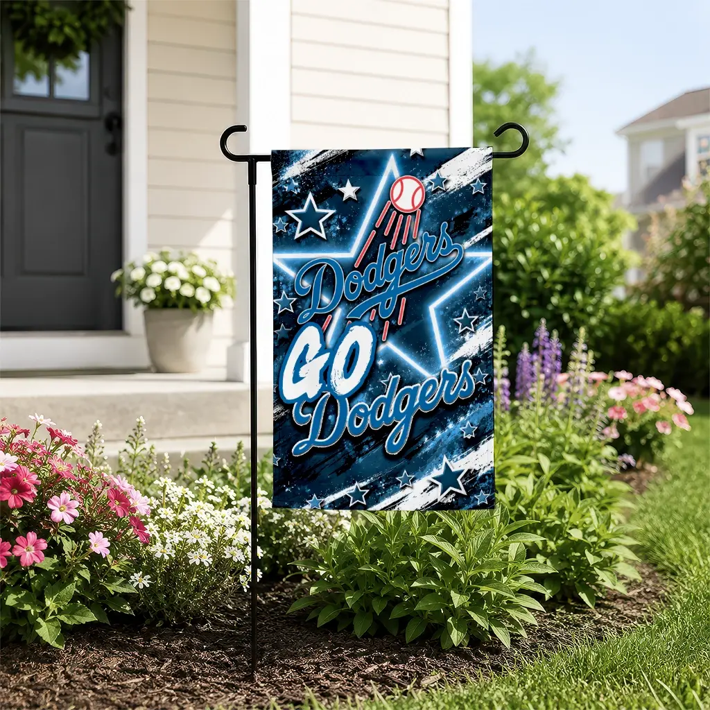 Los Angeles Dodgers Garden Flag Customized Glowing Star Blue New Arrival Los Angeles Dodgers Garden Flag Customized Glowing Star Blue New Arrival