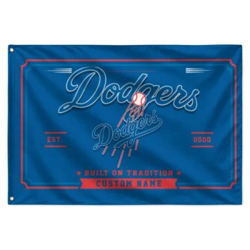 Los Angeles Dodgers House Flag Custom Ornate Border Blue Best Selling