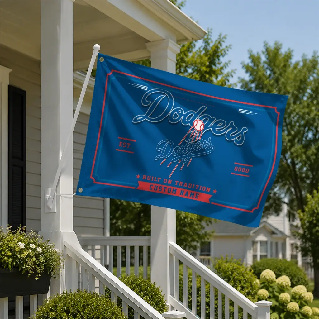 Los Angeles Dodgers House Flag Custom Ornate Border Blue New Arrival Los Angeles Dodgers House Flag Custom Ornate Border Blue New Arrival