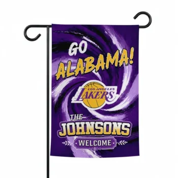 Los Angeles Lakers Garden Flag Custom Swirl Vortex Purple Best Selling