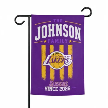 Los Angeles Lakers Garden Flag Customized Distressed Stripes Purple Best Selling