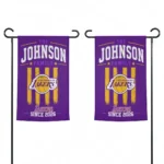 Los Angeles Lakers Garden Flag Customized Distressed Stripes Purple Best Selling