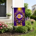 Los Angeles Lakers Garden Flag Customized Laurel Wreath Purple Best Selling