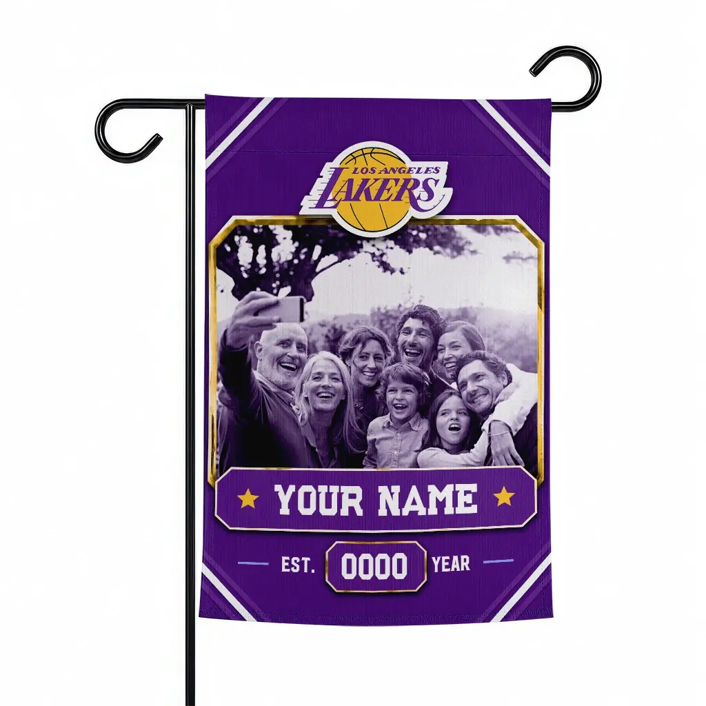 Los Angeles Lakers Garden Flag Customized Photo Frame Purple Best Selling Los Angeles Lakers Garden Flag Customized Photo Frame Purple Best Selling