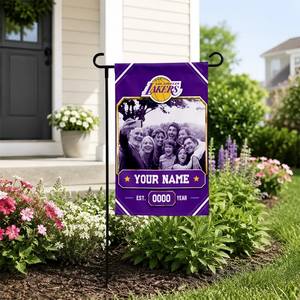 Los Angeles Lakers Garden Flag Customized Photo Frame Purple New Arrival Los Angeles Lakers Garden Flag Customized Photo Frame Purple New Arrival