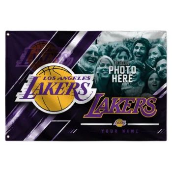Los Angeles Lakers House Flag Custom Diagonal Stripes Purple Best Selling