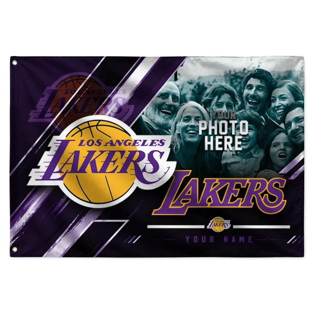 Los Angeles Lakers House Flag Custom Diagonal Stripes Purple Best Selling Los Angeles Lakers House Flag Custom Diagonal Stripes Purple Best Selling
