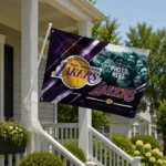 Los Angeles Lakers House Flag Custom Diagonal Stripes Purple Best Selling