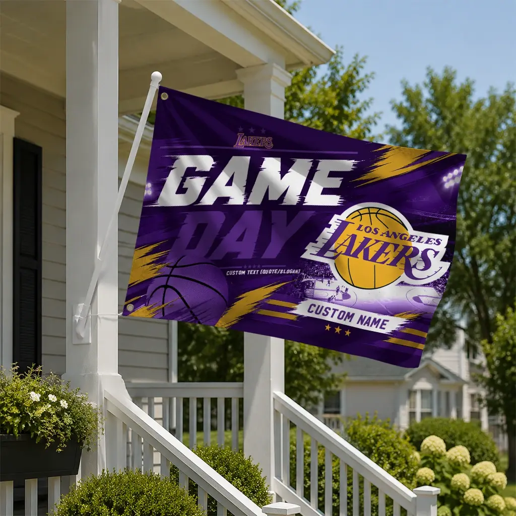 Los Angeles Lakers House Flag Custom Energy Brushstrokes Purple New Arrival Los Angeles Lakers House Flag Custom Energy Brushstrokes Purple New Arrival