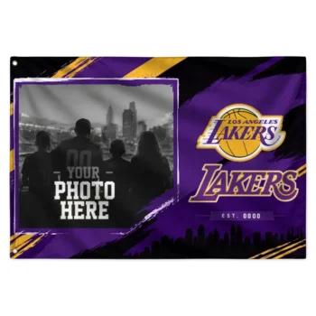 Los Angeles Lakers House Flag Customized Framed Photo Purple Black Best Selling