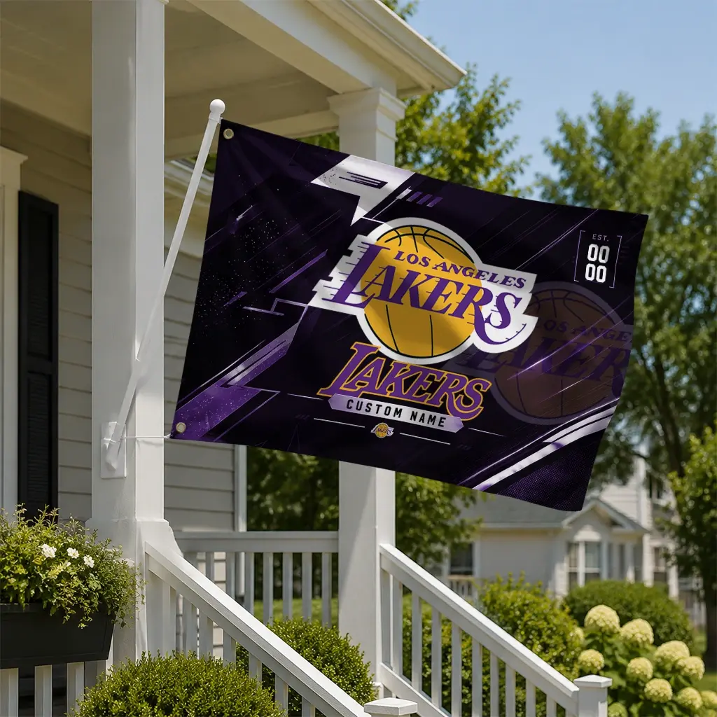 Los Angeles Lakers House Flag Customized Speed Slashes Purple New Arrival Los Angeles Lakers House Flag Customized Speed Slashes Purple New Arrival