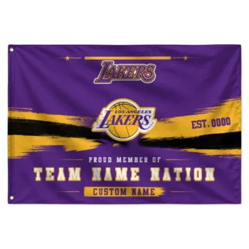 Los Angeles Lakers House Flag Personalized Brushed Streaks Purple Best Selling