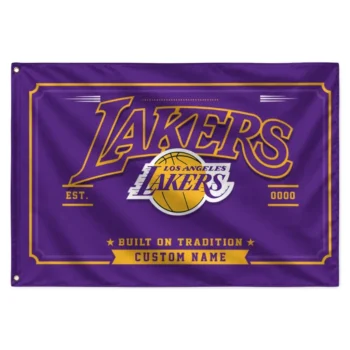 Los Angeles Lakers House Flag Personalized Ornate Border Purple Best Selling