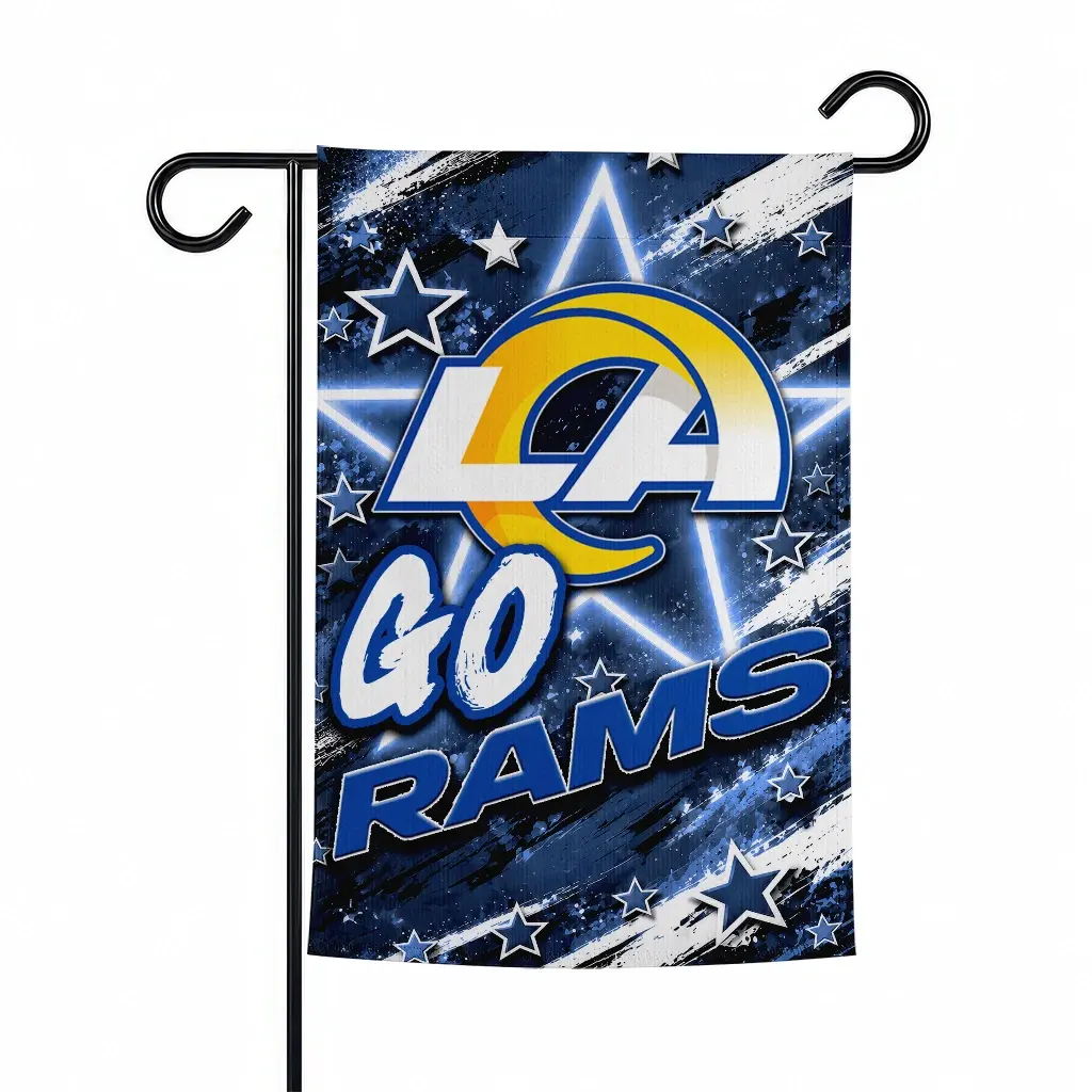 Los Angeles Rams Garden Flag Custom Glowing Star Blue Best Selling Los Angeles Rams Garden Flag Custom Glowing Star Blue Best Selling